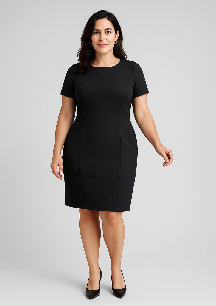 34012 Womens Comfort Wool Stretch Short Sleeve Shift Dress