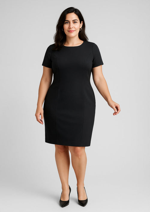 34012 Womens Comfort Wool Stretch Short Sleeve Shift Dress