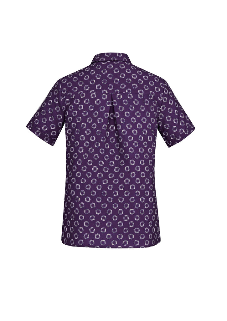 BIZ CARE WOMENS FLORENCE DAISY PRINT SHORT SLEEVE SHIRT CS948LS