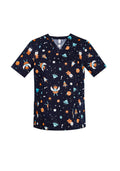 BIZ CARE WOMENS SPACE PARTY SCRUB TOP CST148LS