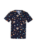 BIZ CARE MENS SPACE PARTY SCRUB TOP CST148MS