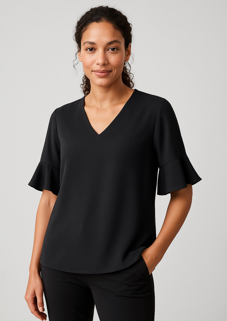RB966LS Womens Aria Fluted Sleeve Blouse