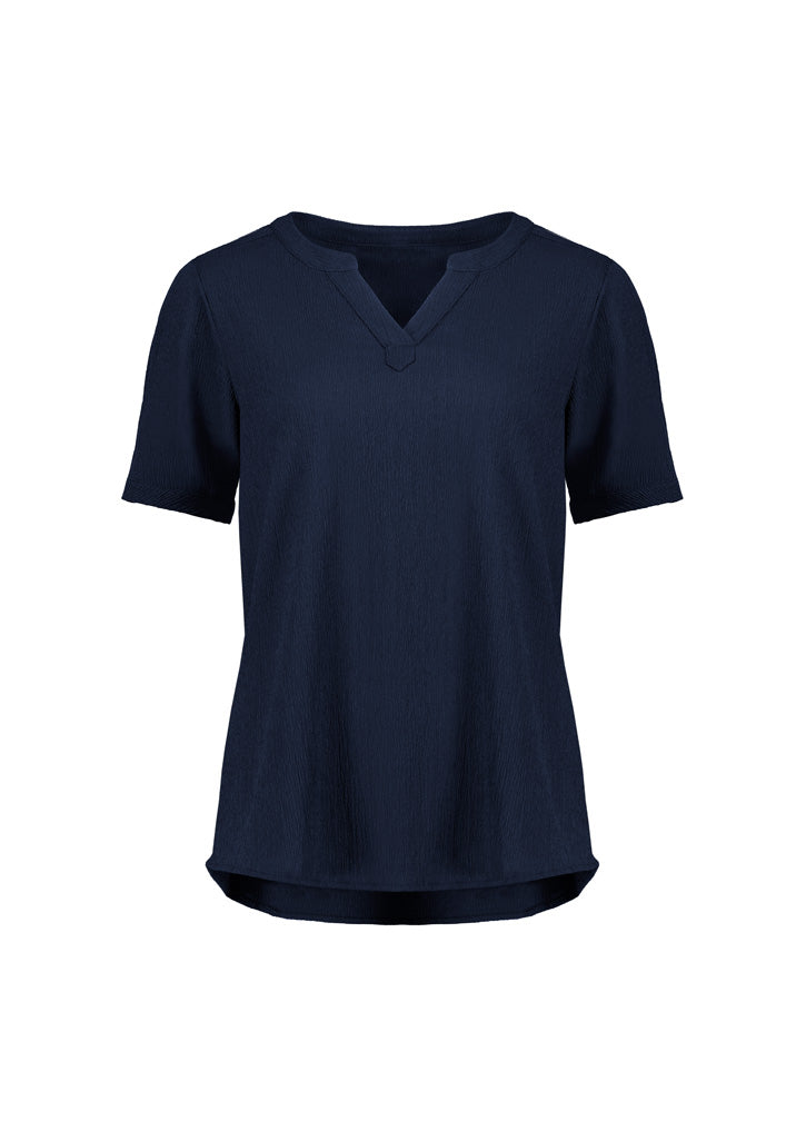 RU568LS Womens Ruche Short Sleeve Blouse