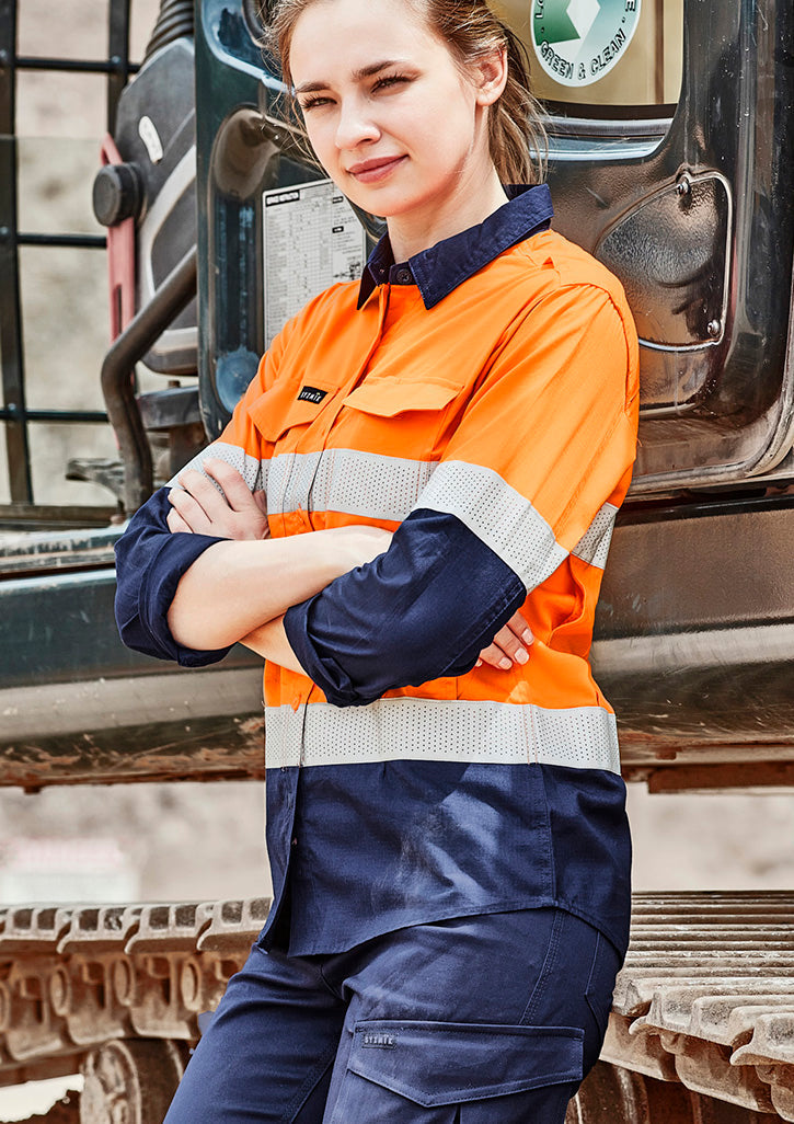 Syzmik Womens Rugged Cooling Taped Hi Vis Spliced Shirt ZW720
