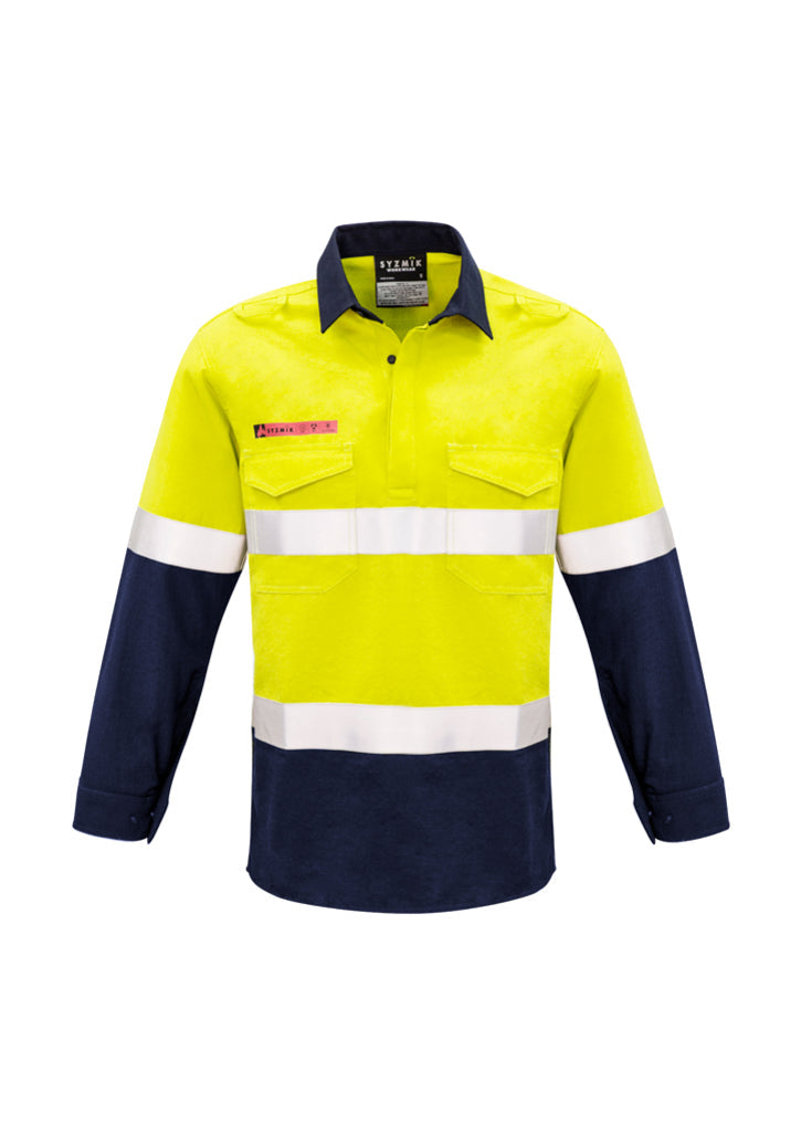 Syzmik Mens FR Closed Front Hooped Taped Spliced Shirt ZW133