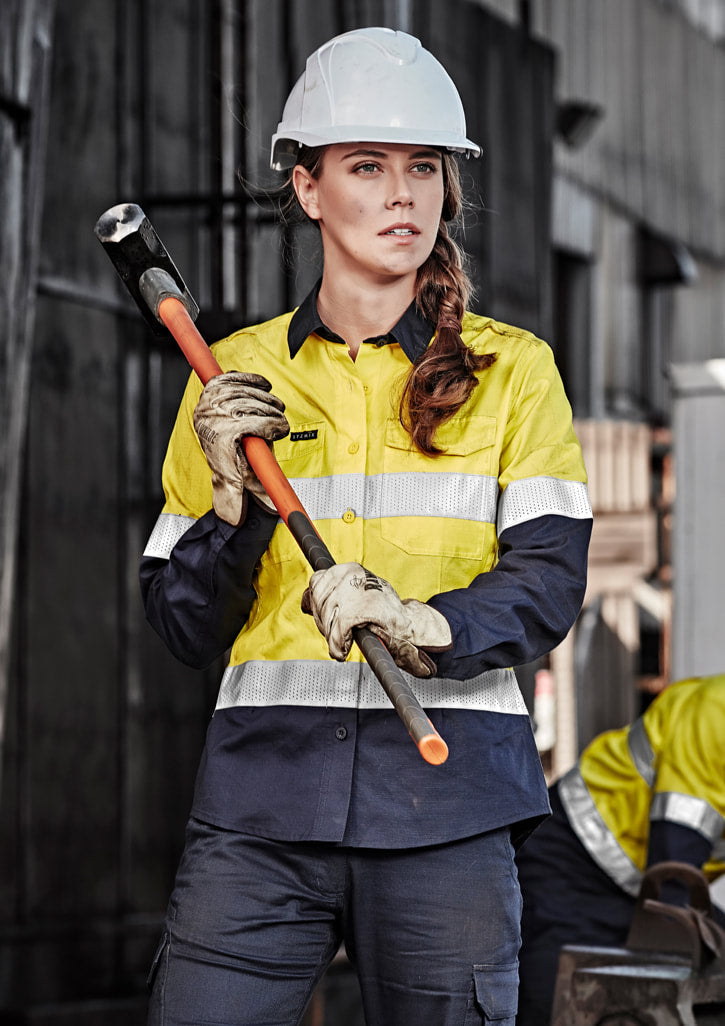 Syzmik Womens Rugged Cooling Taped Hi Vis Spliced Shirt ZW720