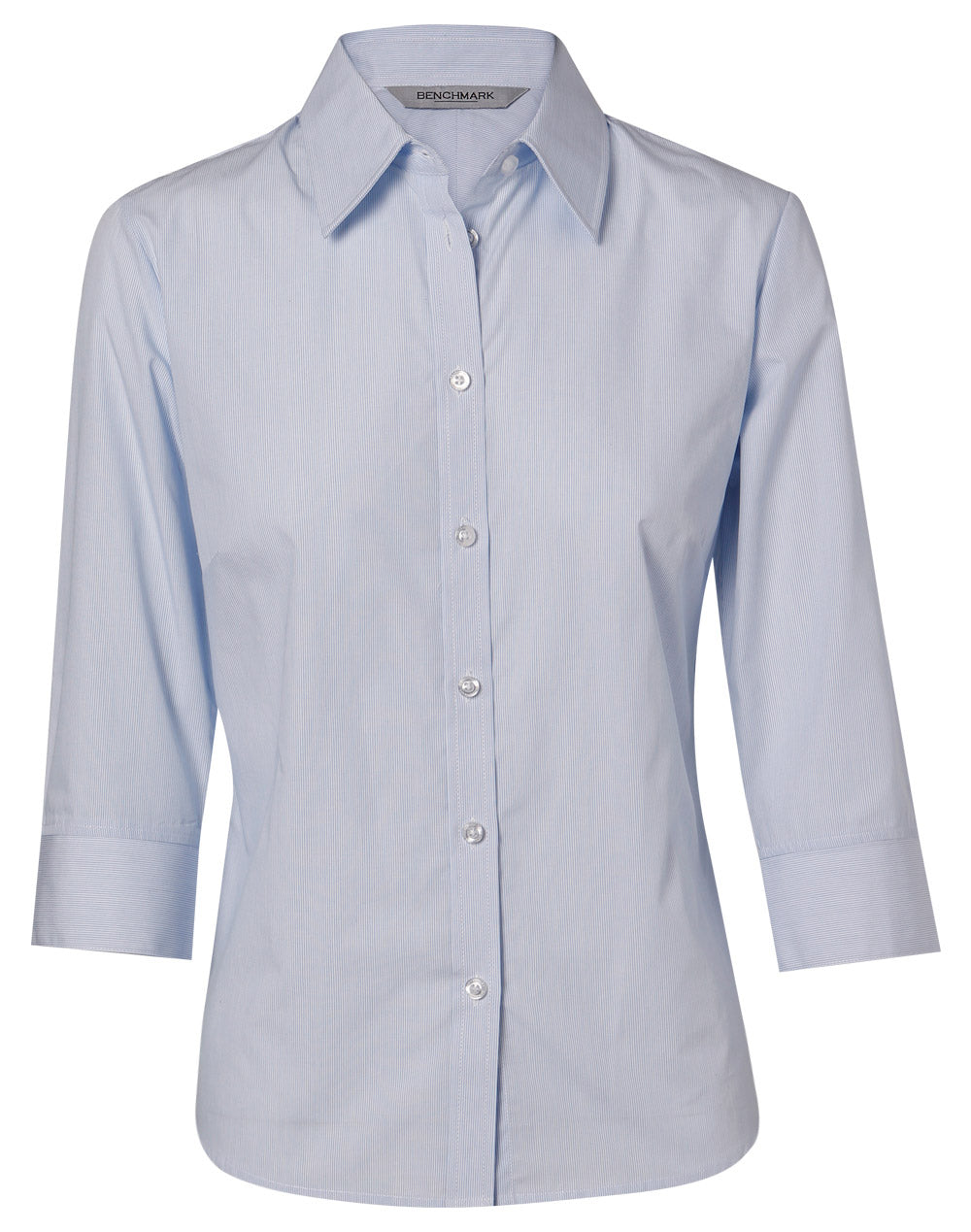 Benchmark M8213 Women's Fine Stripe 3/4 Sleeve Shirt