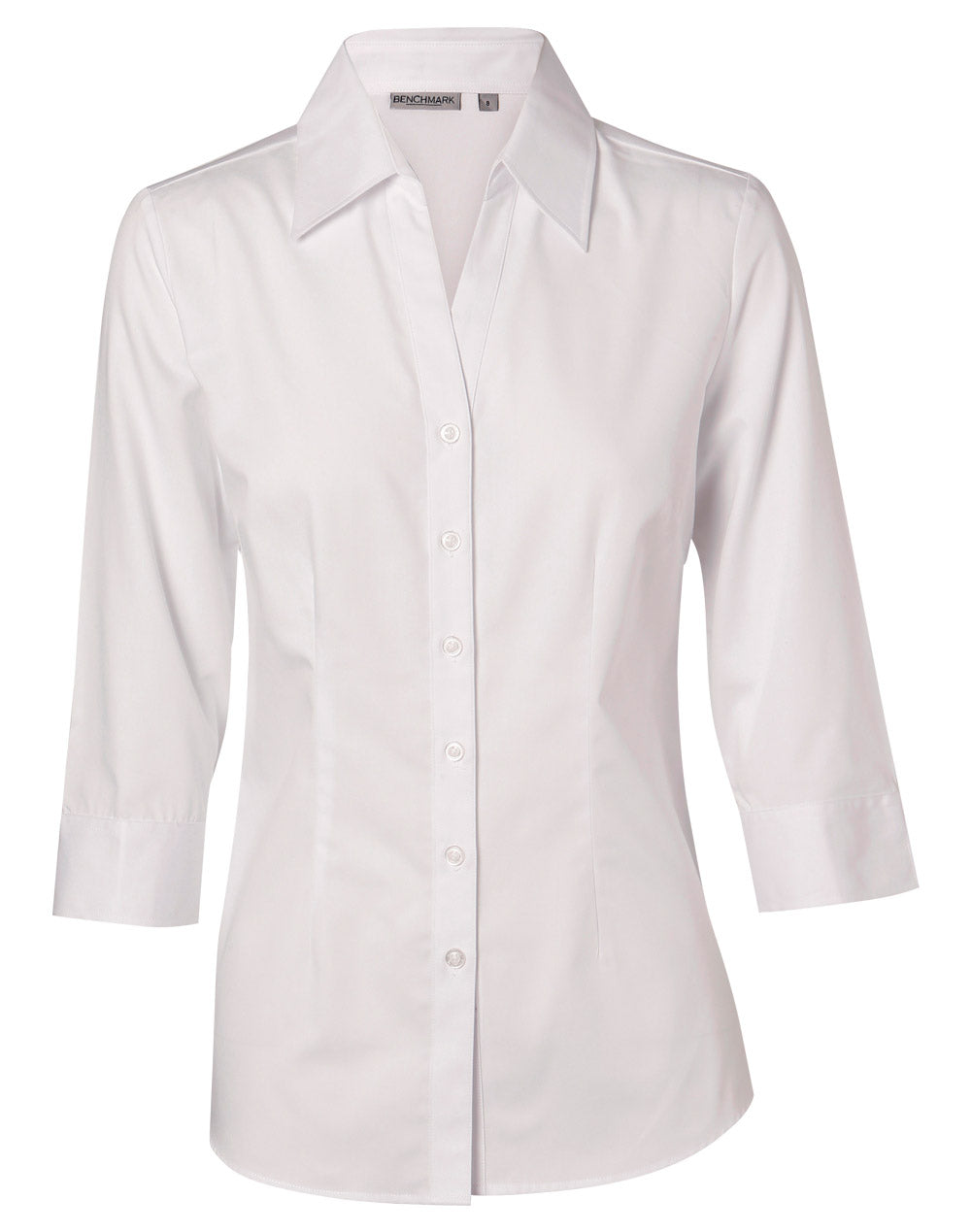 Benchmark M8020Q Women's Cotton/Poly Stretch 3/4 Sleeve Shirt