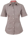Benchmark M8330S Ladies' Gingham Check Short Sleeve Shirt